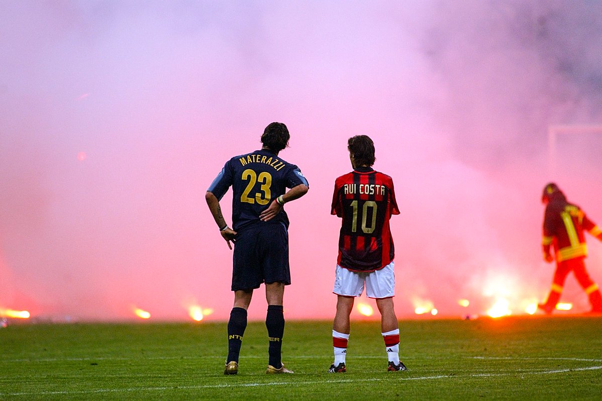 A sea of flares in the Milan Derby